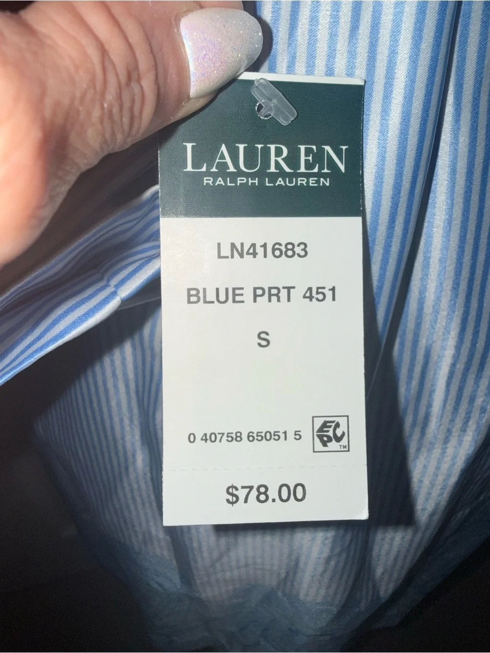NWT- Ralph Lauren blue striped paisley trim belted robe. Small.